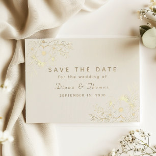 Elfenbein-Gold-Blumenhochzeit - Termin vormerken Save The Date