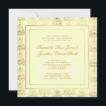 Elfenbein & Gold Damask Foto Einladung Hochzeit<br><div class="desc">Teil des Themas Elfenbein und Golddamast Hochzeitsgeschichten-Set.</div>