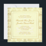 Elfenbein & Gold Damask Foto Einladung Hochzeit<br><div class="desc">Teil des Themas Elfenbein und Golddamast Hochzeitsgeschichten-Set.</div>