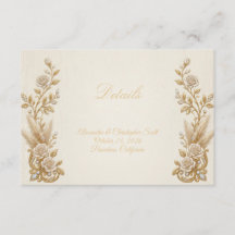 Elfenbein-Gold-Hochzeits-Detailkarte Elegant Klass