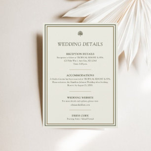 Elfenbein & Gold Hochzeitskarte mit grünem Rand un Einladung