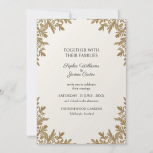 Elfenbein-Goldblatt-Botanische-Hochzeitseinladung Einladung