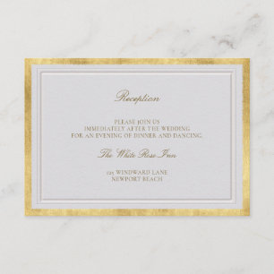Elfenbein-Goldene Hochzeit Formal Elegant Empfang Begleitkarte