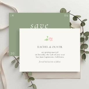 Elfenbein & Grün   Florale Rose Hochzeit Termin me Save The Date