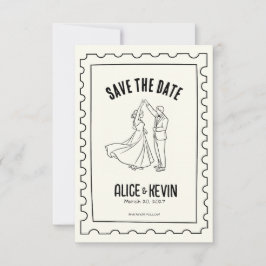 Elfenbein Handgezeichnete Illustration Hochzeit Mi Save The Date