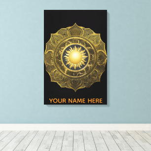 Elfenbein Helios Mandala Fine Art Leinwand Kunst