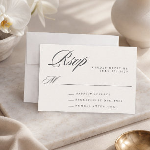 Elfenbein Hochzeit einfach modern elegant RSVP Karte