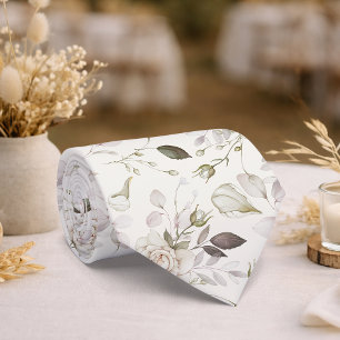 Elfenbein-Hochzeitskrawatte mit Vintage-Rosenmuste Krawatte
