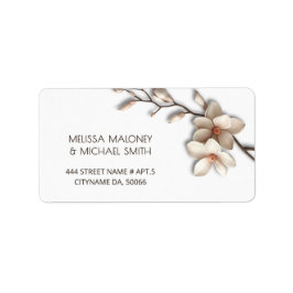 Elfenbein Magnolie 3D Blumen |  Hochzeit Adressaufkleber