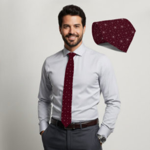 Elfenbein-Mikro-Blumen-Tie in Dunkelburgunder Krawatte