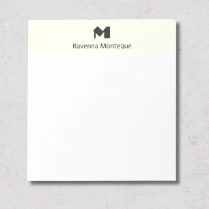 Elfenbein-Minimal-Personalisierter Name Buchstabe  Notizblock