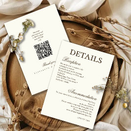 Elfenbein-Minimalist-Boho-Script-Hochzeitsdetails Begleitkarte