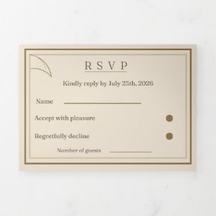 Elfenbein-Minimalistische Hochzeits-RSVP-Karte P Dreifach Gefaltete Einladung