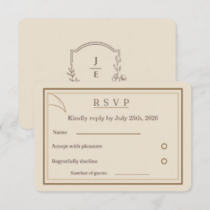 Elfenbein-Minimalistische Hochzeits-RSVP-Karte P RSVP Karte