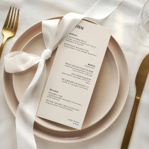 Elfenbein-Minimalistische Plattierte Hochzeitsempf Menükarte