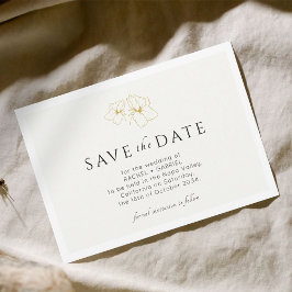 Elfenbein | Modern Gold Floral Save the Date Karte