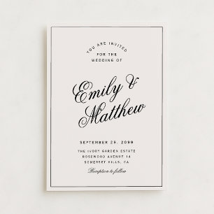 Elfenbein moderne Schrift Hochzeitseinladung Einladung