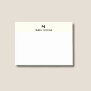 Elfenbein Moderner Persönlicher Name Buchstabe Mon Post-it Klebezettel
