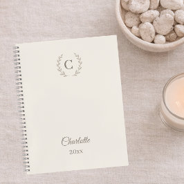 Elfenbein-Monogramm-Personalisiertes-stilles-Luxus Notizbuch
