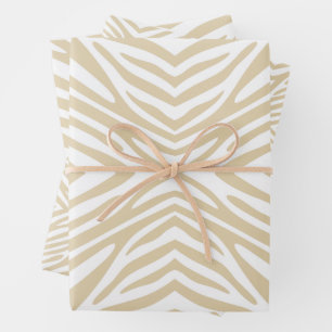 Elfenbein-Neutral-Zebra Geschenkpapier Set