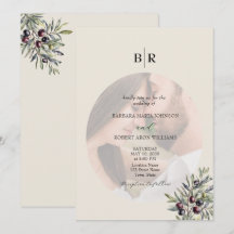 Elfenbein Oliven Foto Monogramm Hochzeit