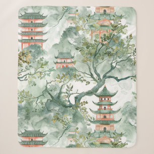 Elfenbein-Pagode-Sage-Botanik-Chinoiserie Sherpadecke