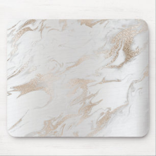 Elfenbein-perliges Titangoldweißer grauer Marmor Mousepad