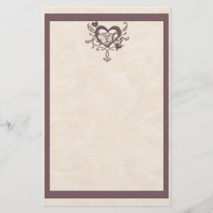 Elfenbein-Pflaumen-Herz-Briefpapier Briefpapier