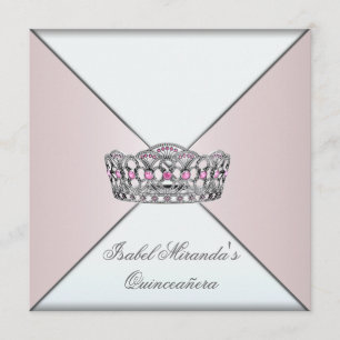 Elfenbein-Rosa-Tiara-Classy-Quinceanera-15.-Party Einladung