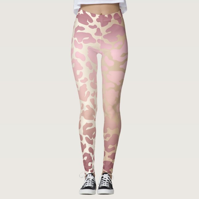 Elfenbein, Rose Gold & Rosa Leggings (Vorderseite)