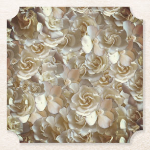 Elfenbein-Rosen-Muster – Elegante Blumengestaltung Untersetzer
