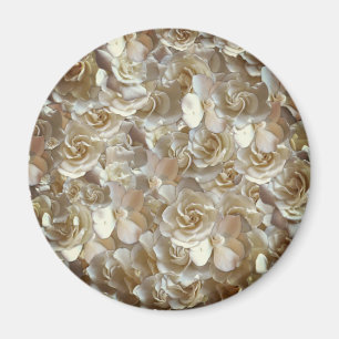 Elfenbein-Rosen-Muster – Elegante Blumenskunst Magnet