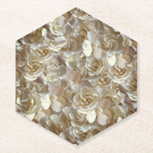 Elfenbein-Rosen-Muster – Elegante Blumige Kunst Untersetzer