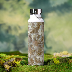 Elfenbein-Rosenmuster – Elegante Blumenkunst Trinkflasche