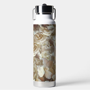 Elfenbein-Rosenmuster – Elegante Blumenkunst Trinkflasche