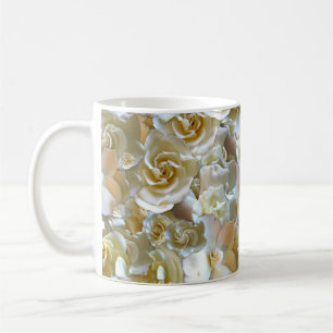 Elfenbein-Rosenmuster – Elegante Florale Kunst Kaffeetasse