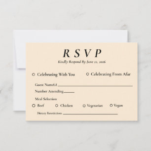 Elfenbein-RSVP-Karte mit Menüauswahl RSVP Karte