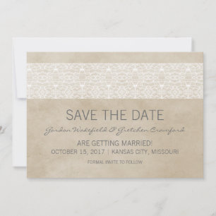 Elfenbein Rustikale Spitze Save the Date Einladung