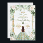 Elfenbein & Sage Green Floral Mis Quince Geburtsta Einladung<br><div class="desc">Elfenbein & Sage Green Floral Mis Quince Geburtstag Einladung Mis Quince 15 Anos,  16. Geburtstag Schmetterling.</div>
