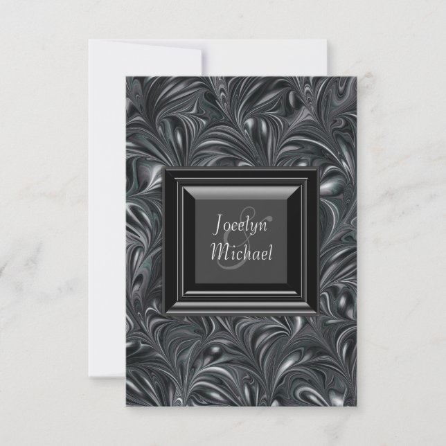 Elfenbein Schwarz-weiß Wedding RSVP Karte (Vorderseite)
