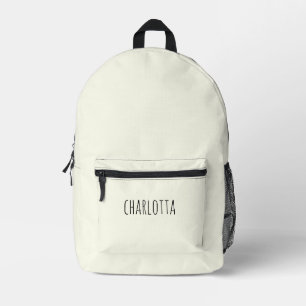 Elfenbein Schwarzer Personalisierter Name Bedruckter Rucksack