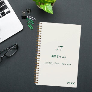 Elfenbein Smaragdgrün modern minimalistischer Luxu Notizbuch