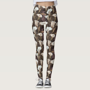 Elfenbein Sportliche Calla-Lilien Funkeln Moms Day Leggings