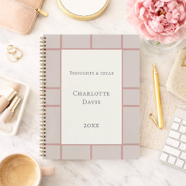 Elfenbein staubige Rose Taupe Gitter Geschäft Notizbuch