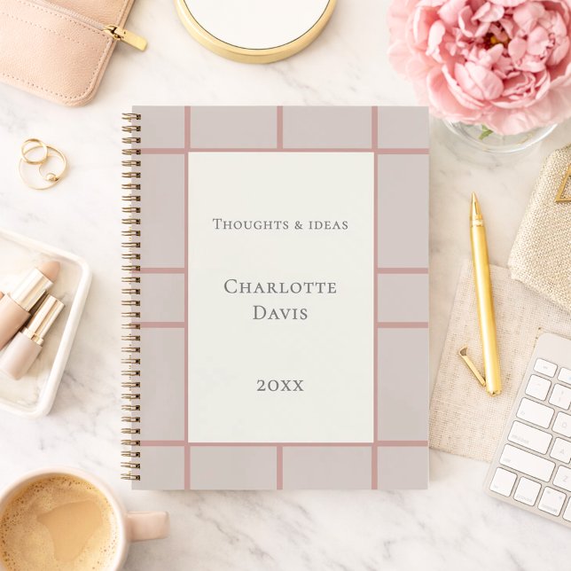 Elfenbein staubige Rose Taupe Gitter Geschäft Notizbuch (Von Creator hochgeladen)