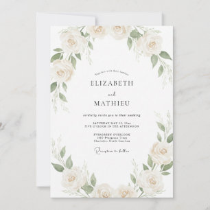 Elfenbein Staubige Rosenkranz Hochzeit Einladung