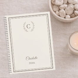 Elfenbein-Taupe Monogramm Personalisiert Stille Lu Notizbuch