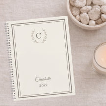 Elfenbein-Taupe Monogramm Personalisiert Stille Lu