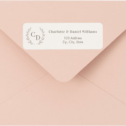 Elfenbein-Taupe-monogrammierten Kranz Rücksendeadr