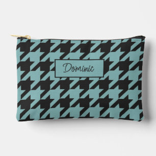 Elfenbein Teal Blau Seafoam Grün Houndstooth Muste Zubehörtasche